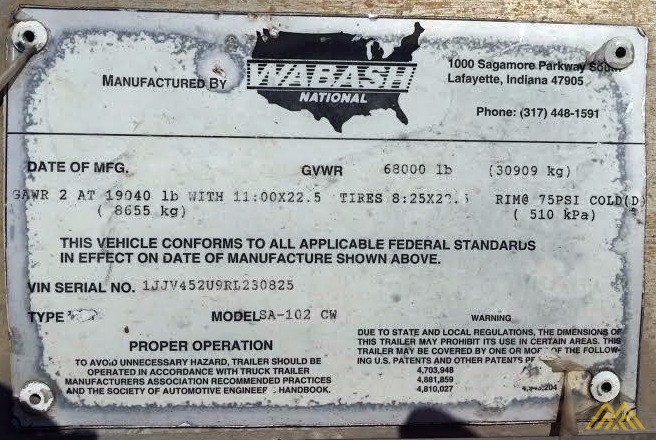 Wabash SA-102 CW Flat Bed Trailer 11