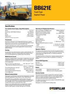 Caterpillar (CAT) BB621E Specifications