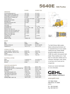 Gehl SL5640E Turbo Specifications