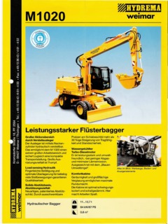 Hydrema M1020 Specifications