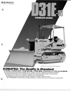 Komatsu D31E-18 Specifications