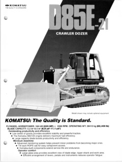 Komatsu D85E-21 Specifications