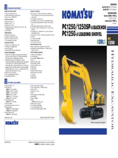 Komatsu PC1250-8 Specifications