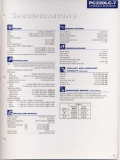 Komatsu PC220LC-7 Specifications