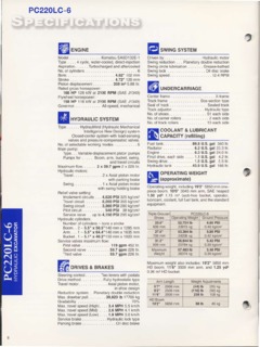 Komatsu PC220LC-6 Specifications