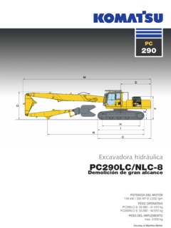 Komatsu PC290LC-8 Specifications