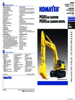 Komatsu PC800-8R1 Specifications