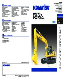 Komatsu PC270LC-8 Specifications