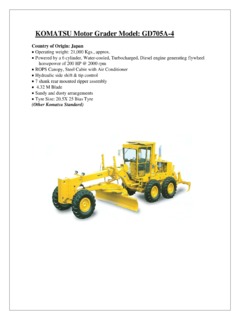 Komatsu GD705A-4 Specifications