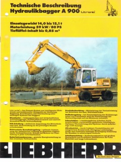 Liebherr A 900 Litronic Specifications