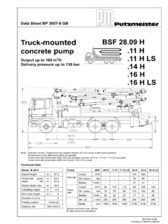 Putzmeister BSF 28.16 H LS Specifications