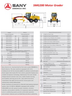 Sany SMG200 Specifications