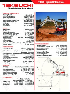 Takeuchi TB228 Specifications