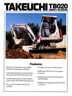 Takeuchi TB020 Specifications