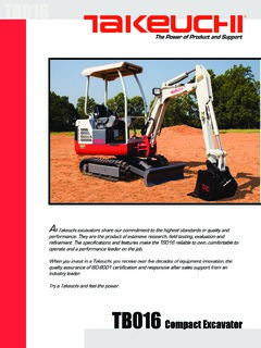 Takeuchi TB016 Specifications