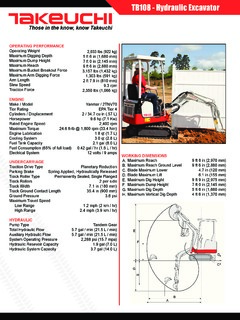 Takeuchi TB108 Specifications