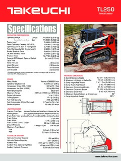 Takeuchi TL250 Specifications
