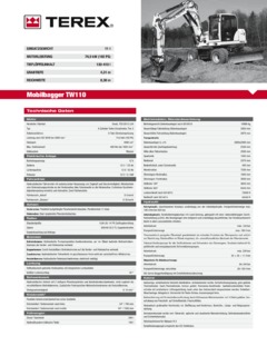 Terex TW110 Specifications
