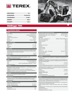 Terex TW85 Specifications