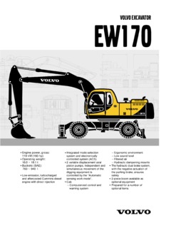 Volvo CE EW170 Specifications