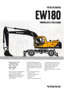 Volvo CE EW180 Specifications