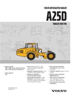 Volvo CE A25D 4x4 with D10 Engine Specifications
