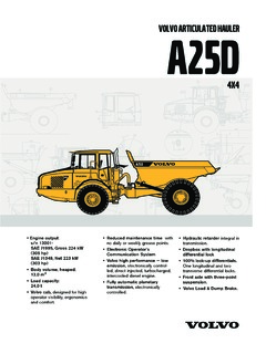 Volvo CE A25D 4x4 with D9 Engine Specifications