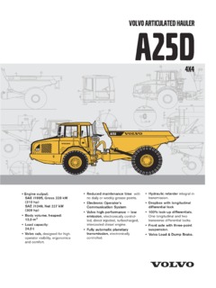 Volvo CE A25D 4x4 with D10 Engine Specifications